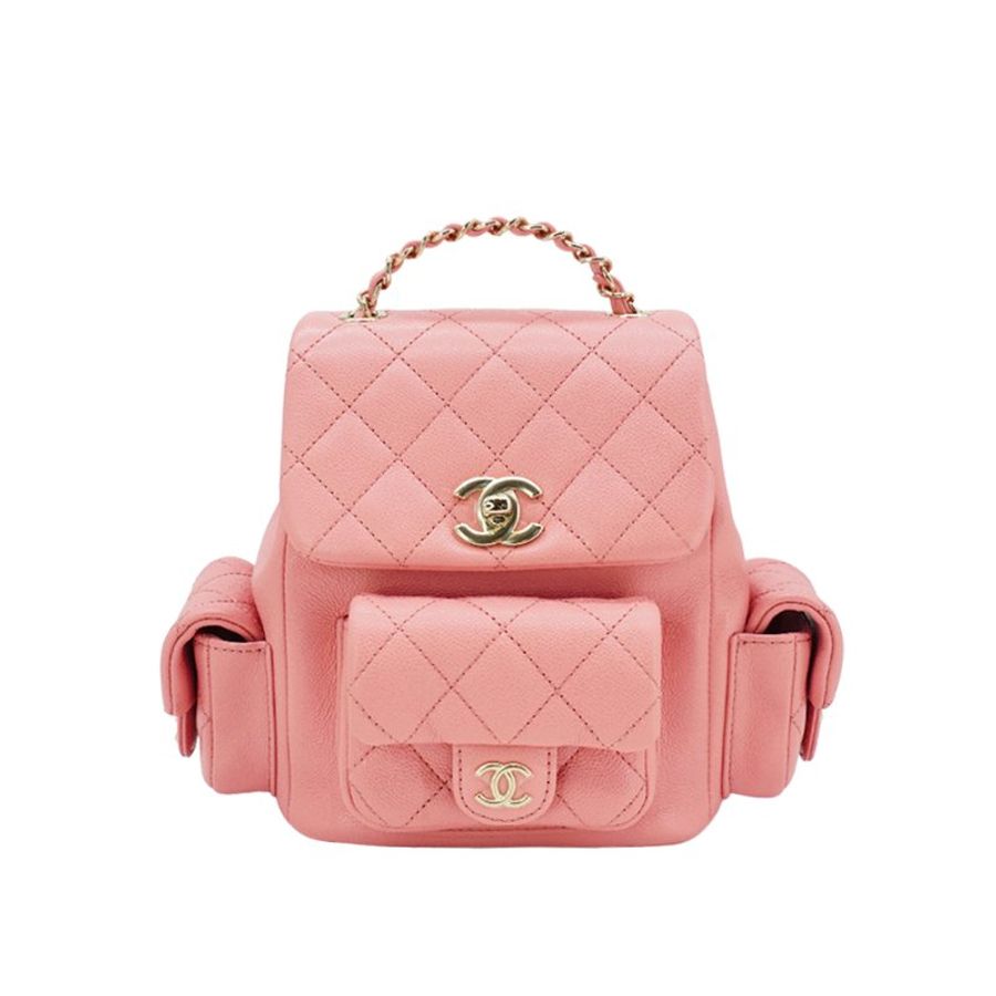 Chanel 展示品 Duma 粒紋小牛皮淡金釦後背包(AS4399-粉)-1