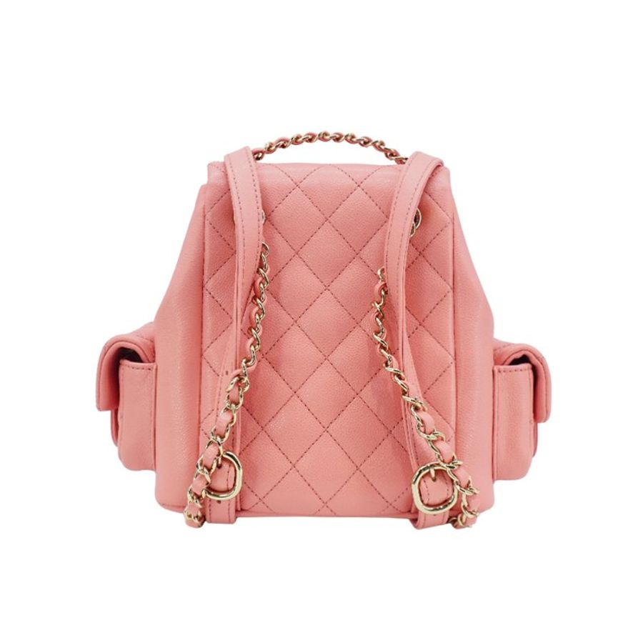 Chanel 展示品 Duma 粒紋小牛皮淡金釦後背包(AS4399-粉)-3