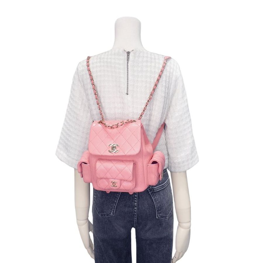 Chanel 展示品 Duma 粒紋小牛皮淡金釦後背包(AS4399-粉)-6