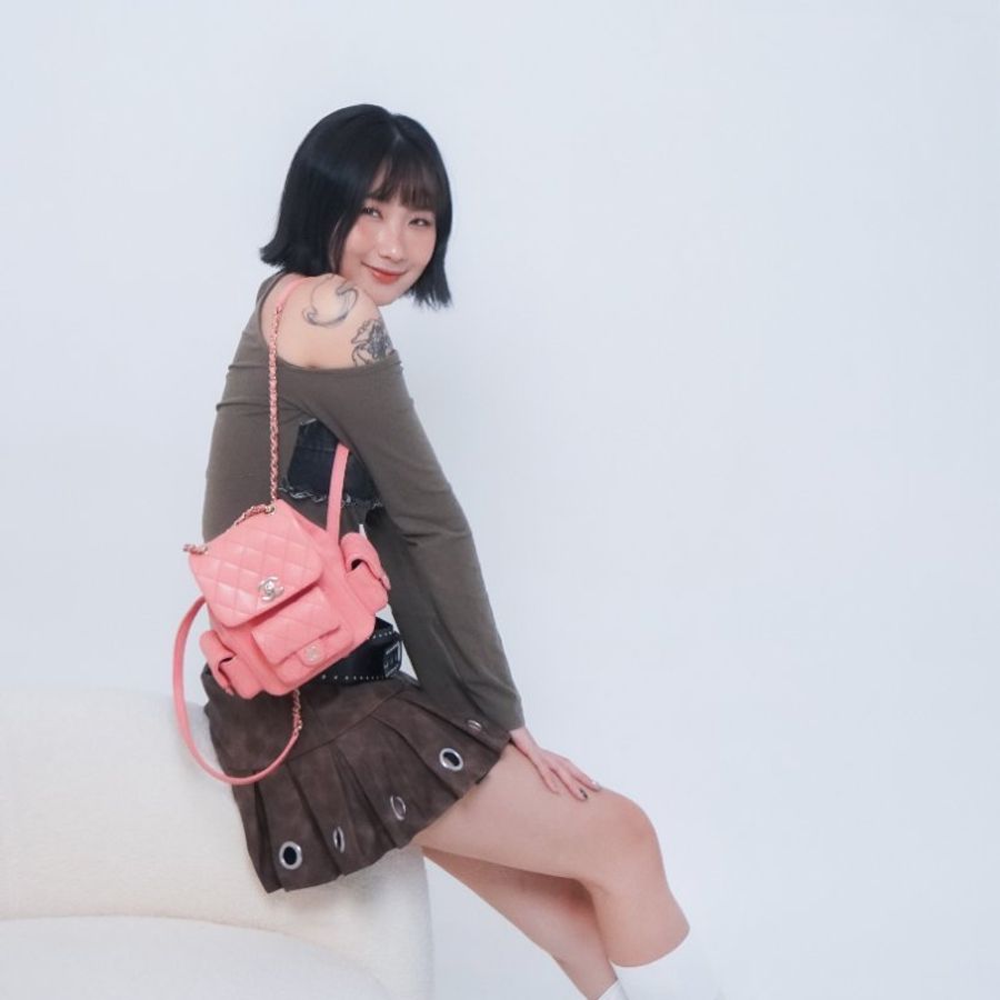 Chanel 展示品 Duma 粒紋小牛皮淡金釦後背包(AS4399-粉)-0
