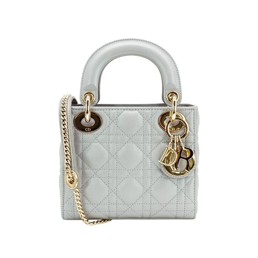 Diro 展示品 Lady Dior 籐格紋牛皮兩用黛妃包-Mini(灰)-2