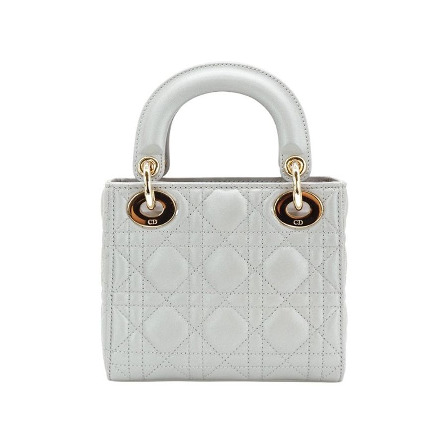 Diro 展示品 Lady Dior 籐格紋牛皮兩用黛妃包-Mini(灰)-4