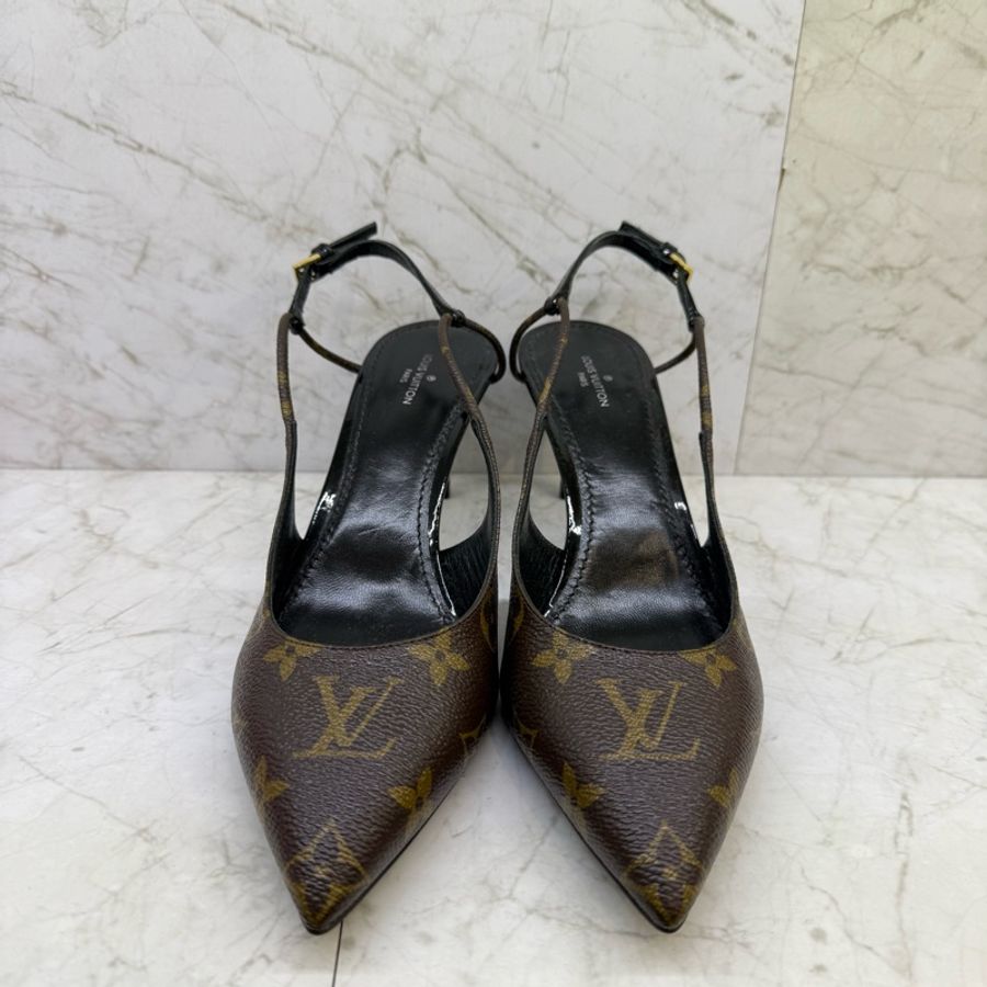 LV 原花紋尖頭高跟鞋-38號-1