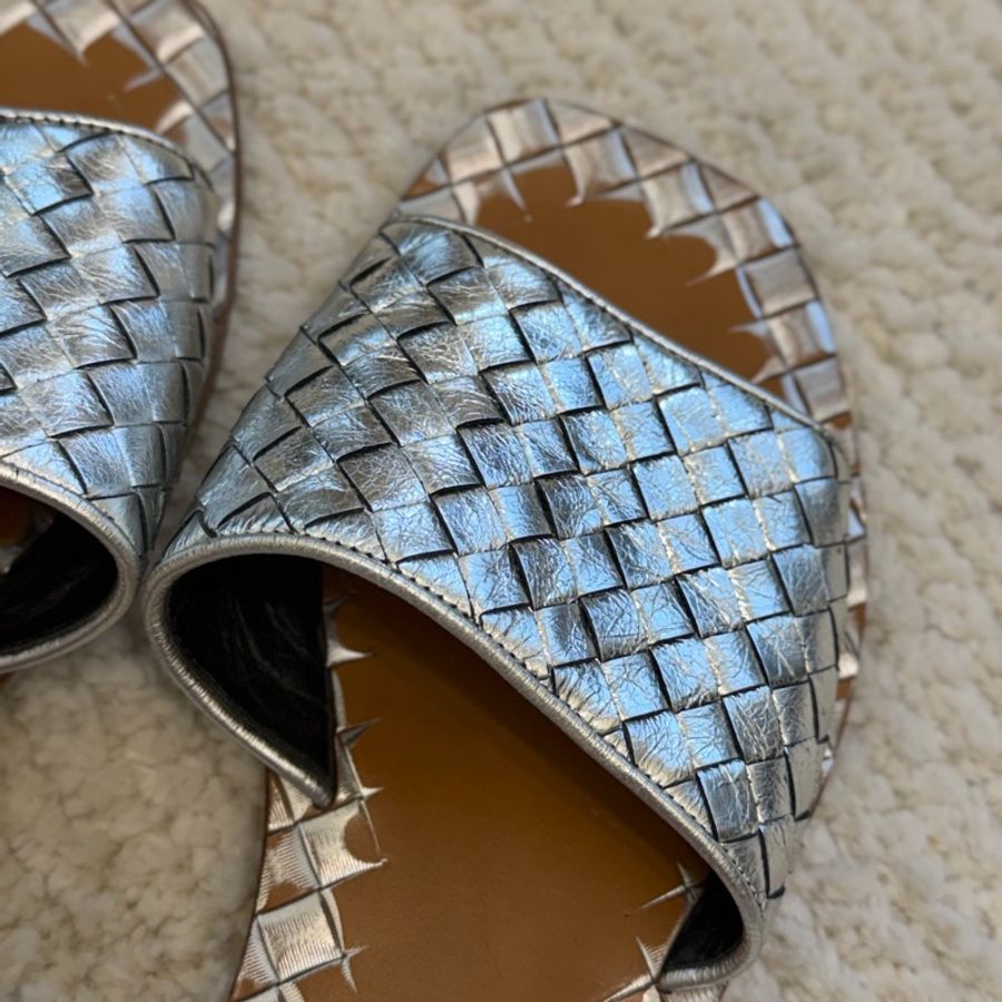 Bottega Veneta 真皮拖鞋 小羊皮拖鞋 Bv 銀色-5