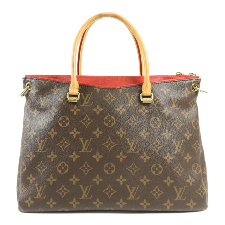 LOUIS VUITTON 【激減優惠】Monogram Pallas金扣手挽肩背兩用袋棕色/紅色-1