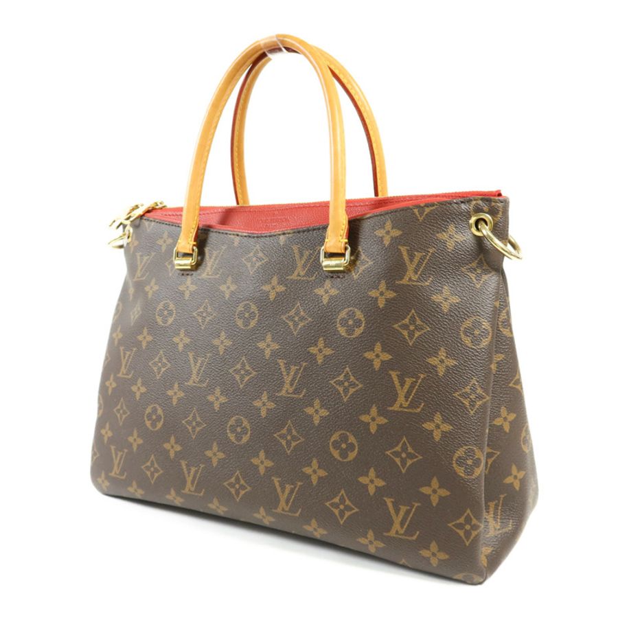 LOUIS VUITTON 【激減優惠】Monogram Pallas金扣手挽肩背兩用袋棕色/紅色-2