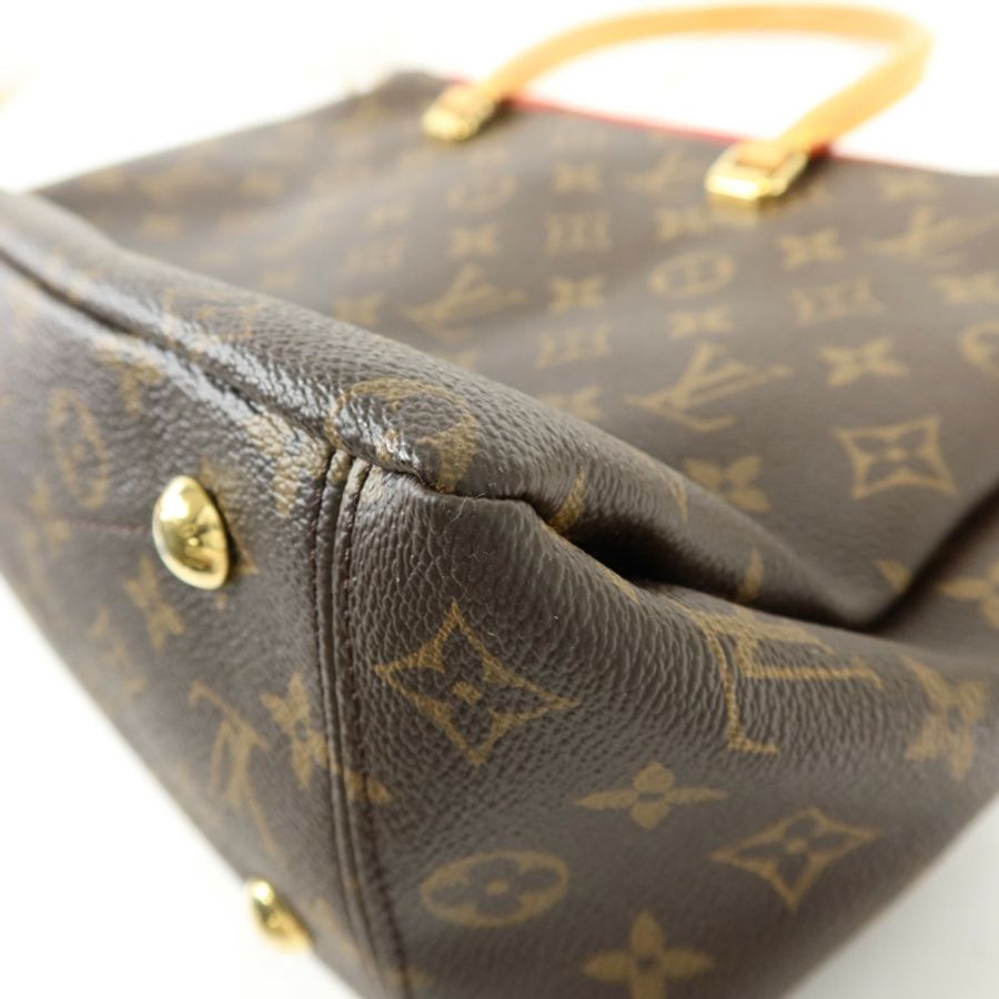 LOUIS VUITTON 【激減優惠】Monogram Pallas金扣手挽肩背兩用袋棕色/紅色-13
