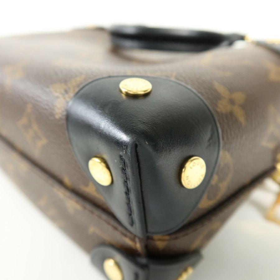 LOUIS VUITTON Monogram Petite Malle Souple金扣手挽肩背兩用袋棕色-14