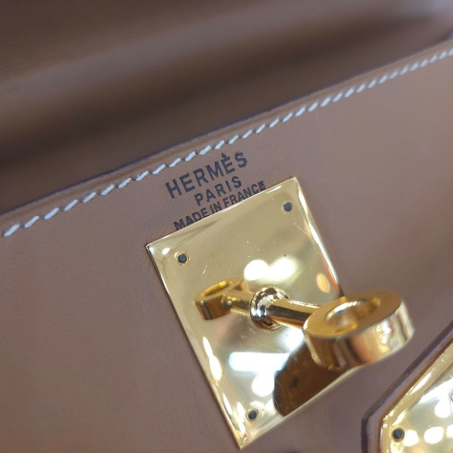 Hermès Kelly 28 手提包 金釦 金棕 二手 v刻-3