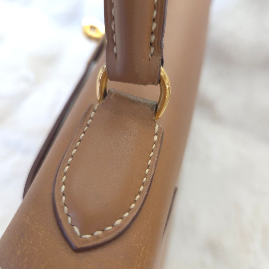 Hermès Kelly 28 手提包 金釦 金棕 二手 v刻-22