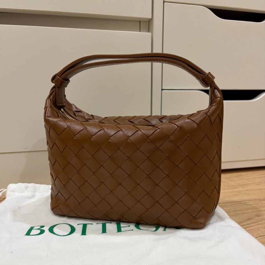 BOTTEGA VENETA Wallace經典編織手提/肩背包 咖啡焦糖色-0