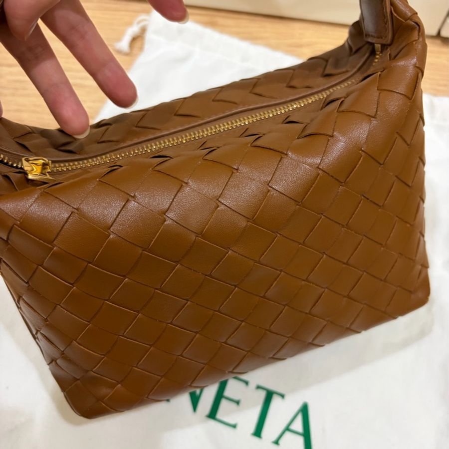 BOTTEGA VENETA Wallace經典編織手提/肩背包 咖啡焦糖色-4