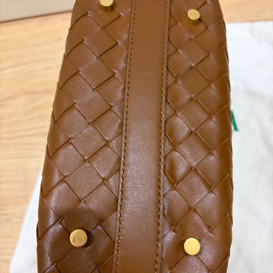 BOTTEGA VENETA Wallace經典編織手提/肩背包 咖啡焦糖色-5
