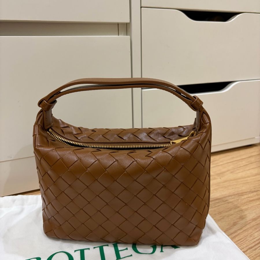 BOTTEGA VENETA Wallace經典編織手提/肩背包 咖啡焦糖色-8