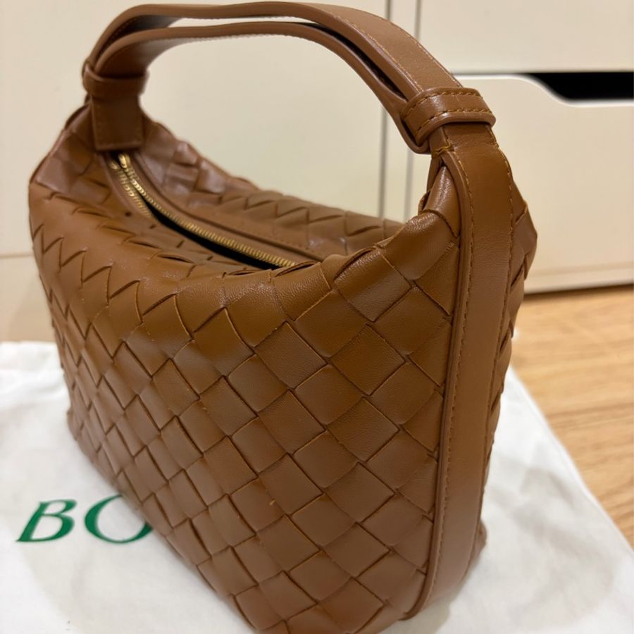 BOTTEGA VENETA Wallace經典編織手提/肩背包 咖啡焦糖色-9