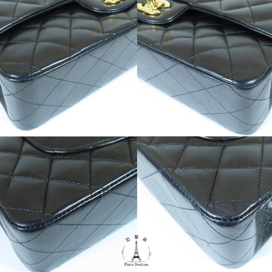 【巴黎站二手名牌專賣店】*現貨*CHANEL香奈兒真品*COCO25 黑菱格羊皮金雙C金鍊肩背斜背包-4