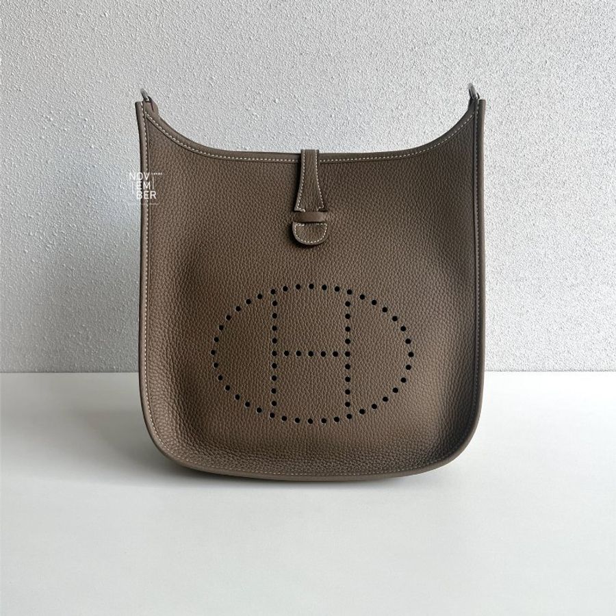 全新全配有購證💖 Hermès 愛馬仕 Evelyne 29 大象灰銀釦-0