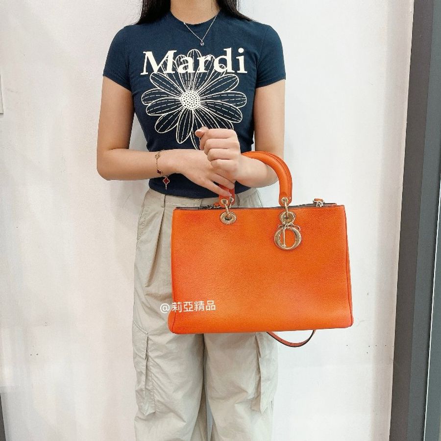 莉亞精品♡Dior Diorissimo 托特 橘 九新美包-2