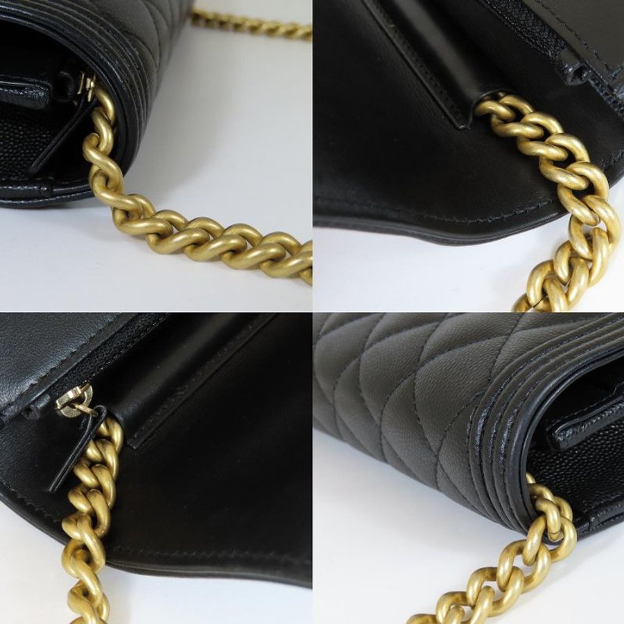 【巴黎站二手名牌專賣店】＊現貨＊CHANEL 香奈兒 真品＊經典BOY WOC黑色荔枝菱格牛皮霧金釦金鍊肩背包-5
