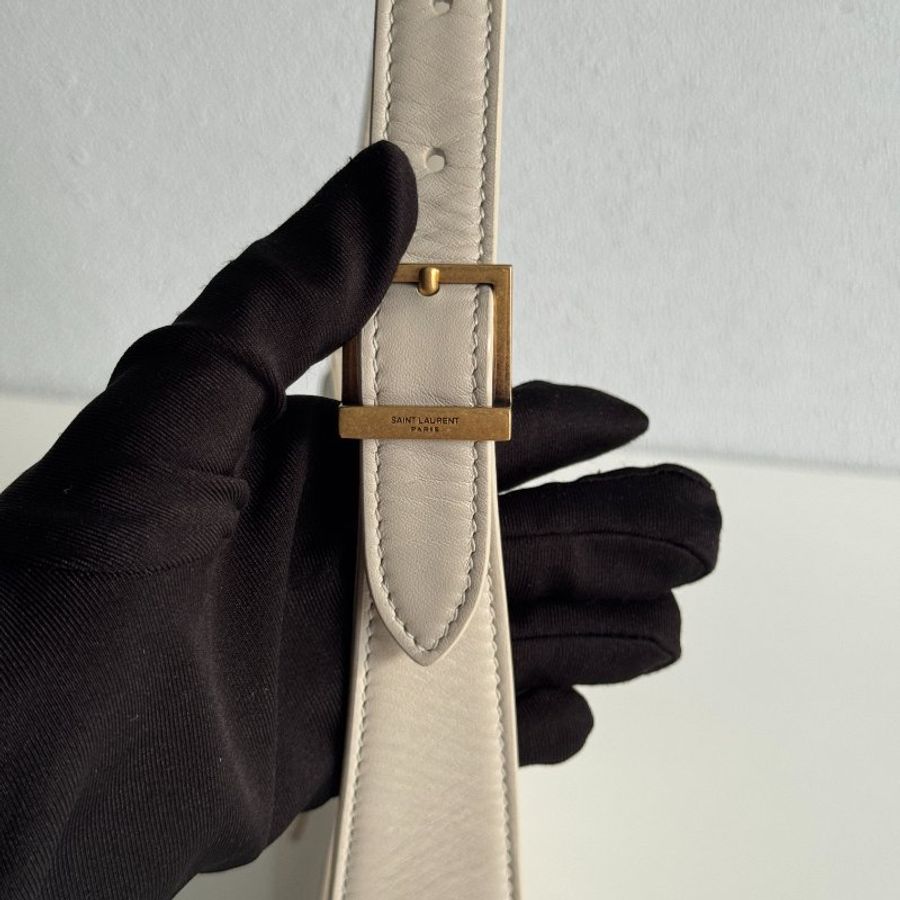 99新🆕 Saint Laurent YSL 聖羅蘭 Hobo腋下包 白色金釦 小號-6