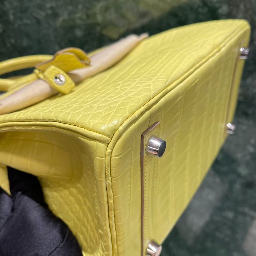 【精選天菜】HERMES 檸檬黃 25CM BIRKIN 鱷魚 稀有霧面-1