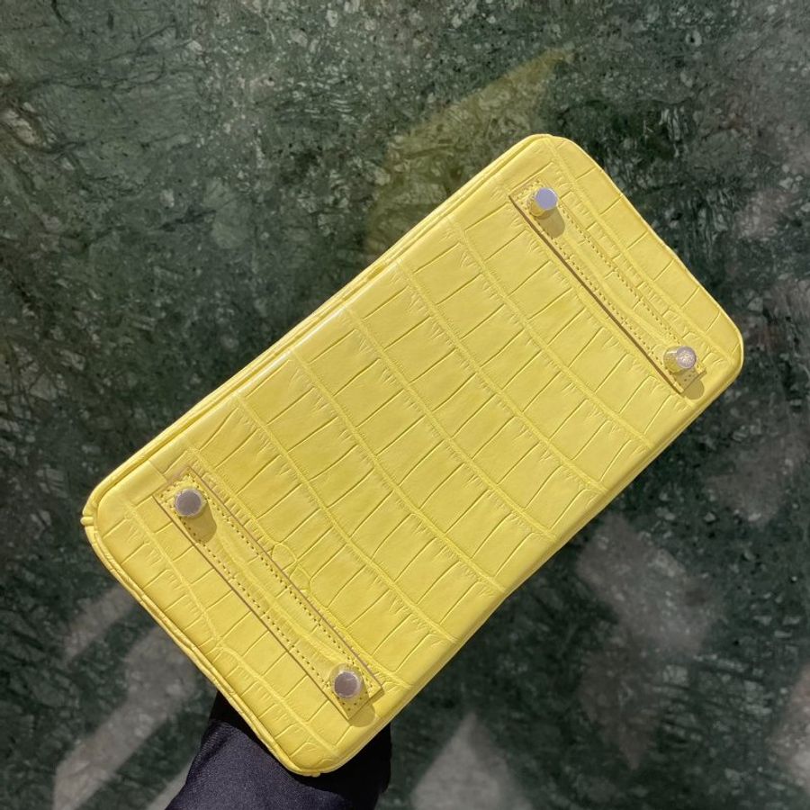 【精選天菜】HERMES 檸檬黃 25CM BIRKIN 鱷魚 稀有霧面-2