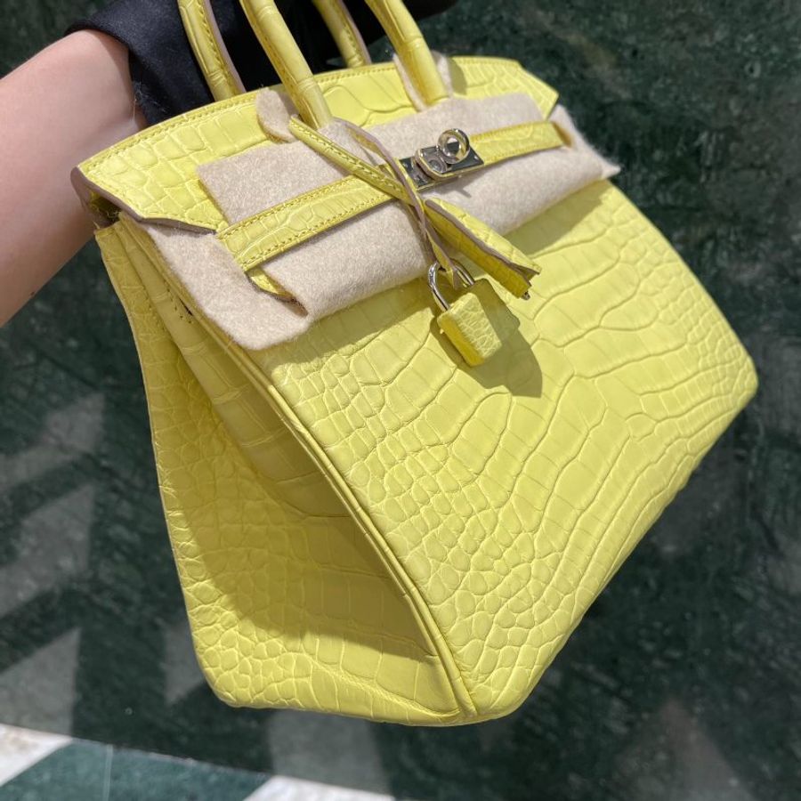 【精選天菜】HERMES 檸檬黃 25CM BIRKIN 鱷魚 稀有霧面-5