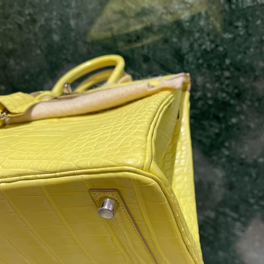 【精選天菜】HERMES 檸檬黃 25CM BIRKIN 鱷魚 稀有霧面-6