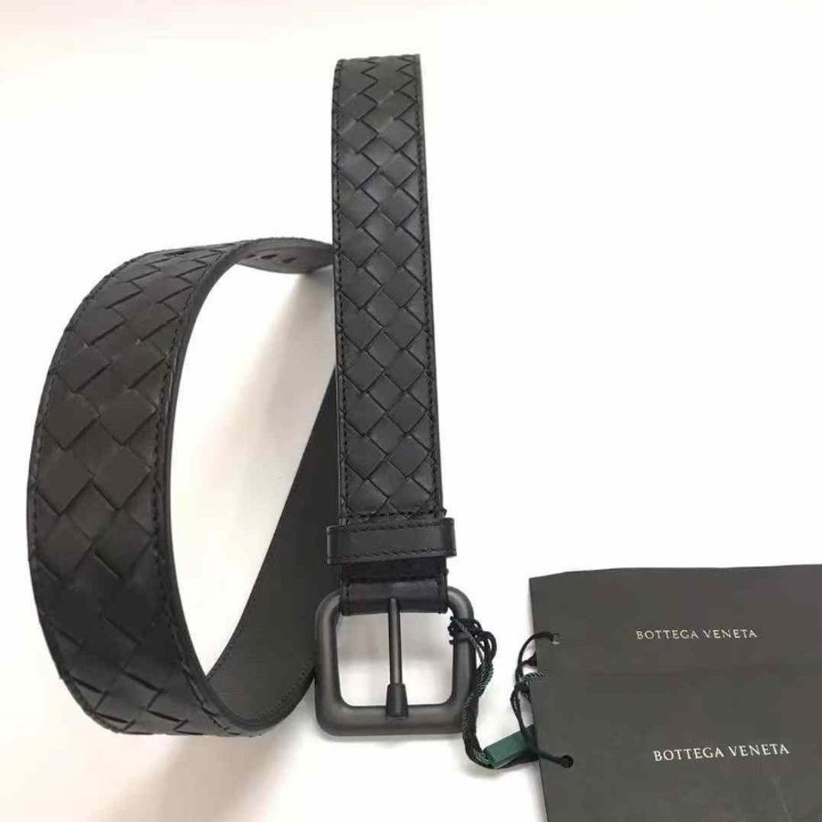 Bottega Veneta BV Intrecciato織皮紋腰帶 深咖啡色 95cm-0