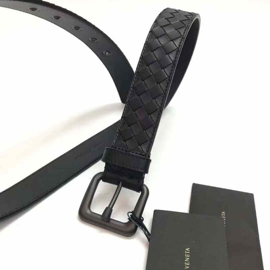 Bottega Veneta BV Intrecciato織皮紋腰帶 深咖啡色 95cm-3