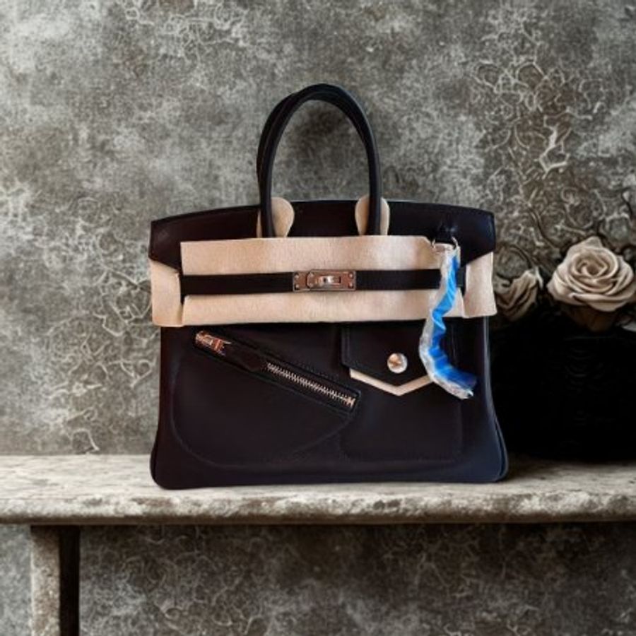 【稀有天菜】HERMES 25CM BIRKIN ROCK 黑銀-0