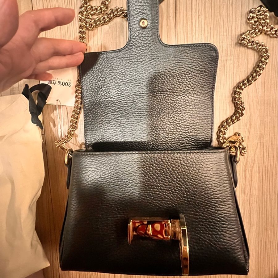 《出清換現金‼️》 Gucci 黑色雙logo蛋糕斜背包/黑色/鏈條包-18