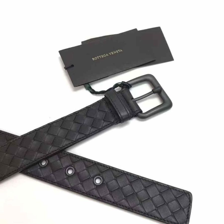 Bottega Veneta BV Intrecciato織皮紋腰帶 深咖啡色 95cm-1