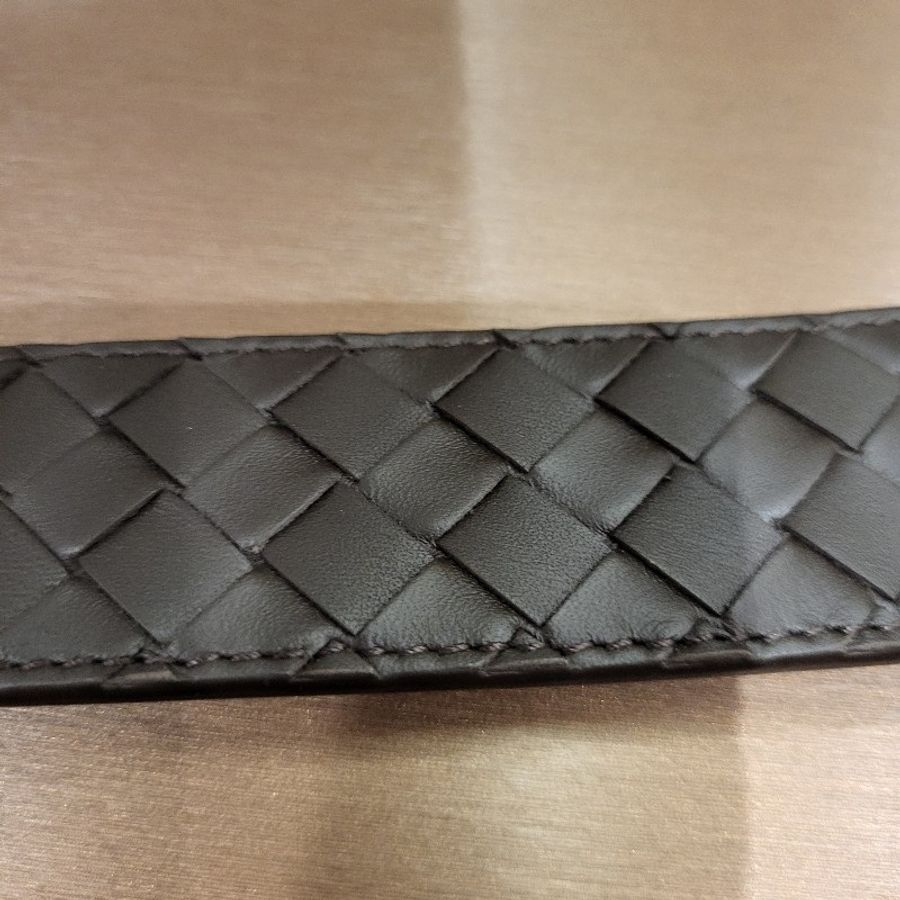 Bottega Veneta BV Intrecciato織皮紋腰帶 深咖啡色 95cm-3