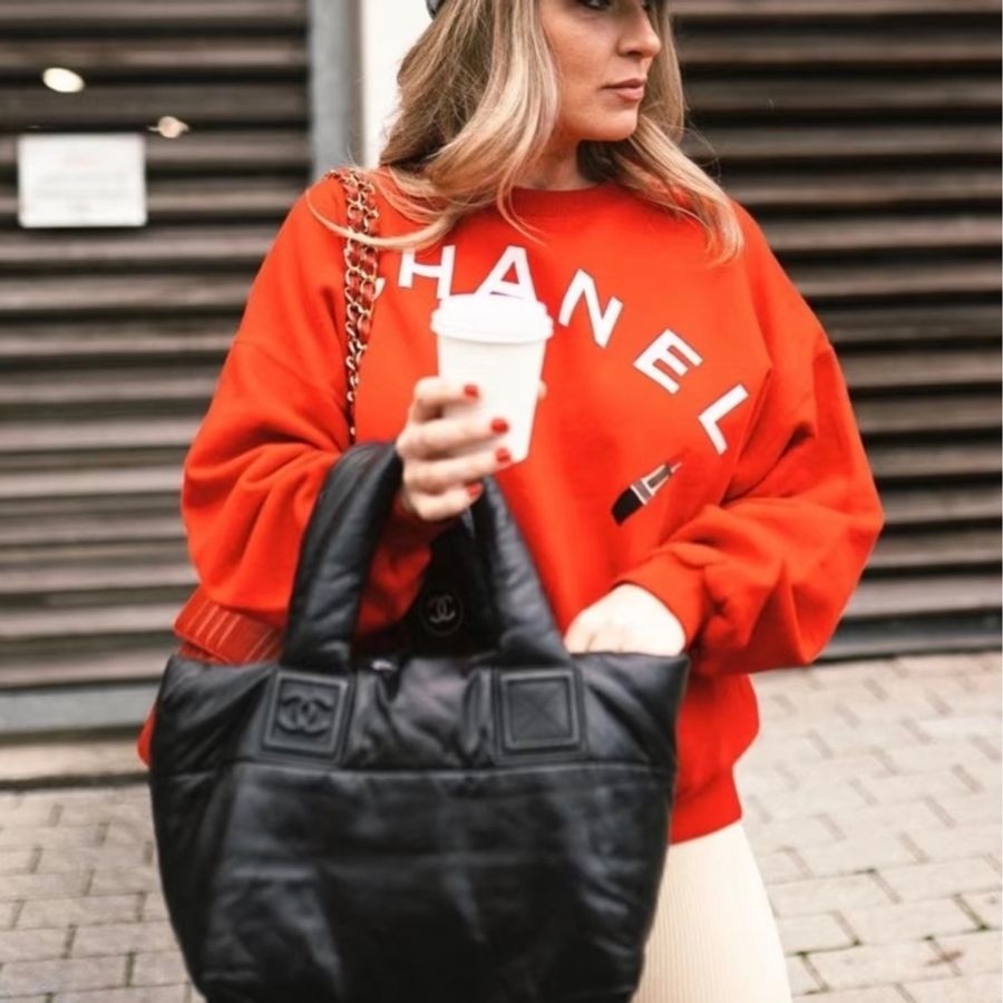 「JL精品代購」9新 Chanel 香奈兒 黑色 羽絨托特包-1