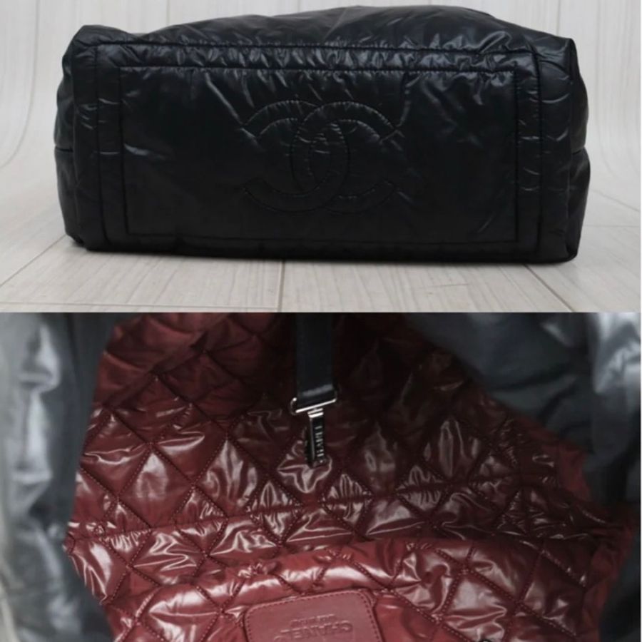 「JL精品代購」9新 Chanel 香奈兒 黑色 羽絨托特包-7