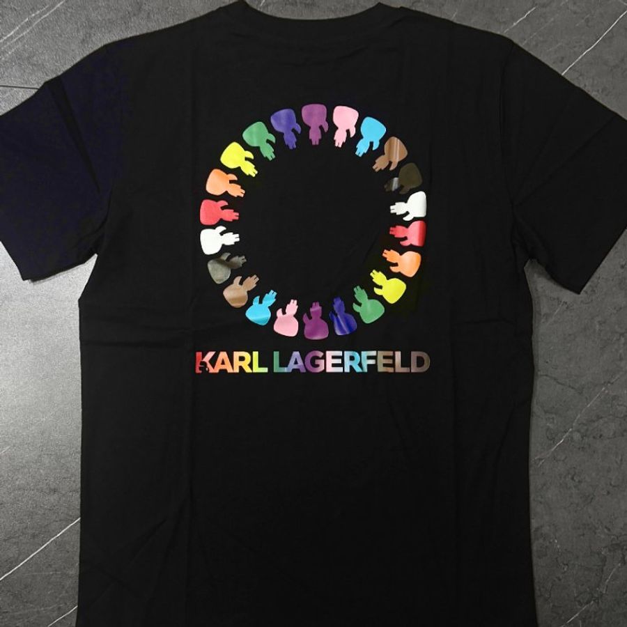 ⏳ 雙11收尾倒數・再不衝就來不及!【KARL LAGERFELD 卡爾老佛爺】經典炫彩文字LOGO設計 T恤-1