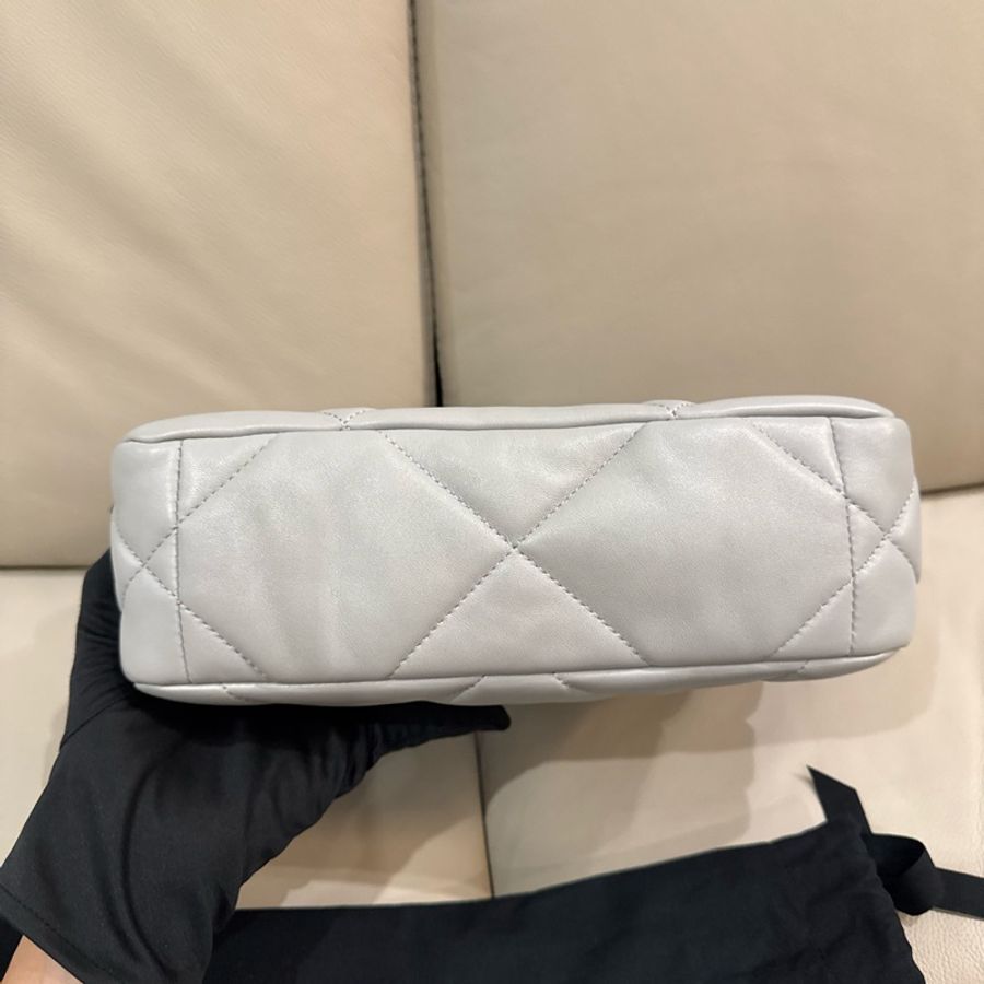 Chanel 香奈兒19bag/肩背包/灰色金釦/98新美品（芯片款）-4