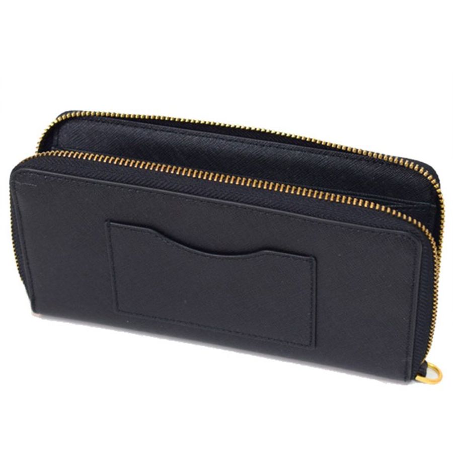 【TORY BURCH】防刮皮革拉鍊長夾-黑色-1
