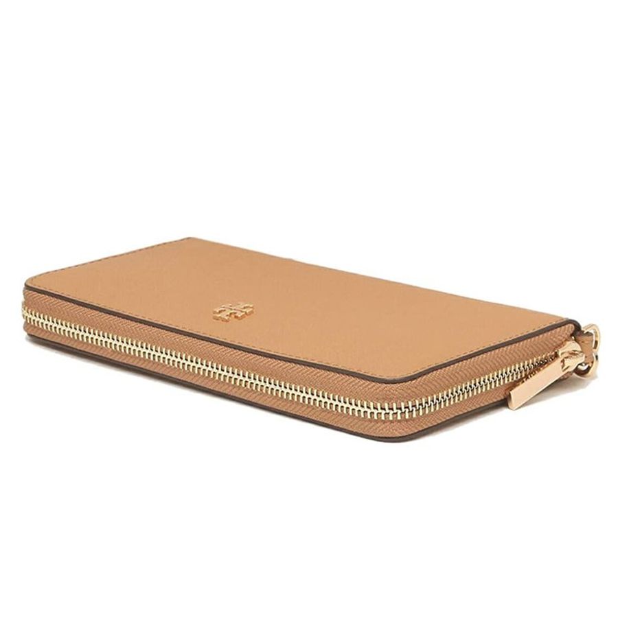 【TORY BURCH】雙T-LOGO素面皮革長夾-駝色-2