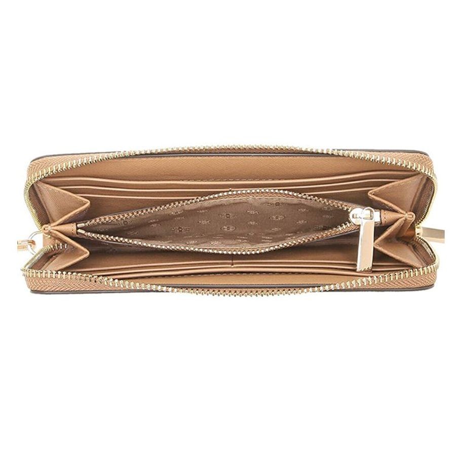 【TORY BURCH】雙T-LOGO素面皮革長夾-駝色-3