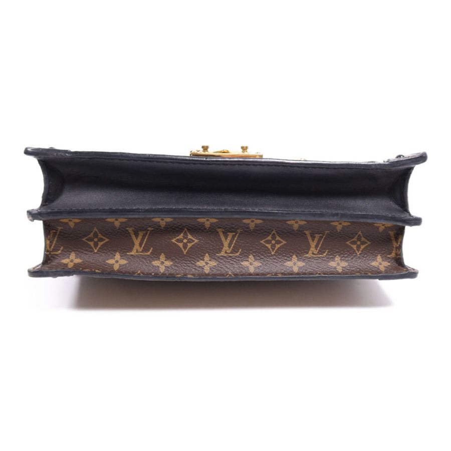LOUIS VUITTON 【激減優惠】Monogram Reverse Trunk Clutch金扣肩背袋棕色-3
