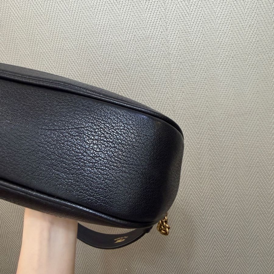 Gucci 黑牛皮霧金釦Aphrodite手提肩斜背包-12