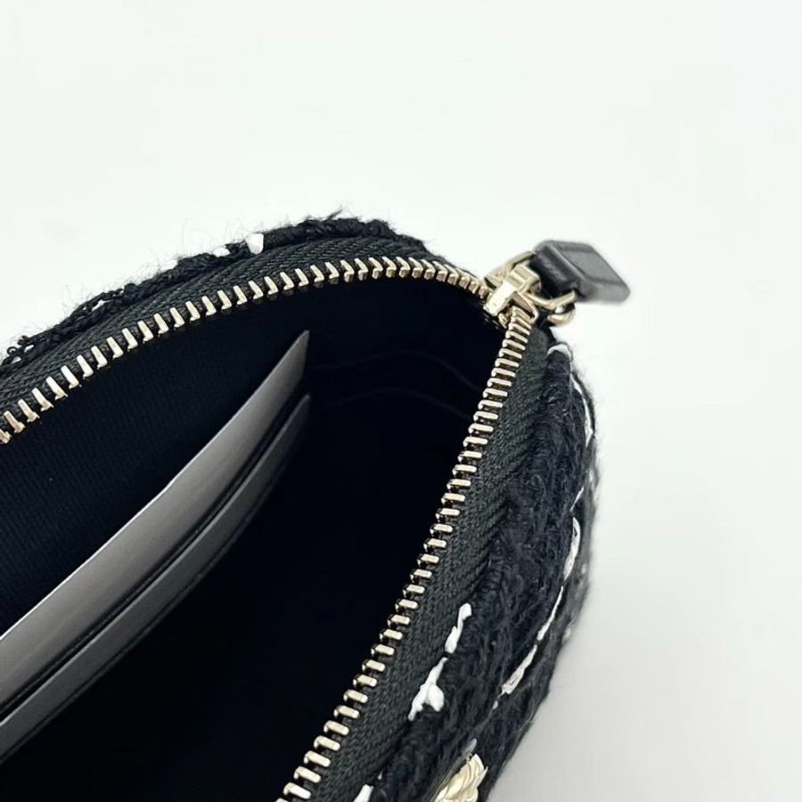CHANEL 24K黑白格紋毛呢貝殼鏈條包 15.5*12*5 全新閒置配件盒子塵袋-4