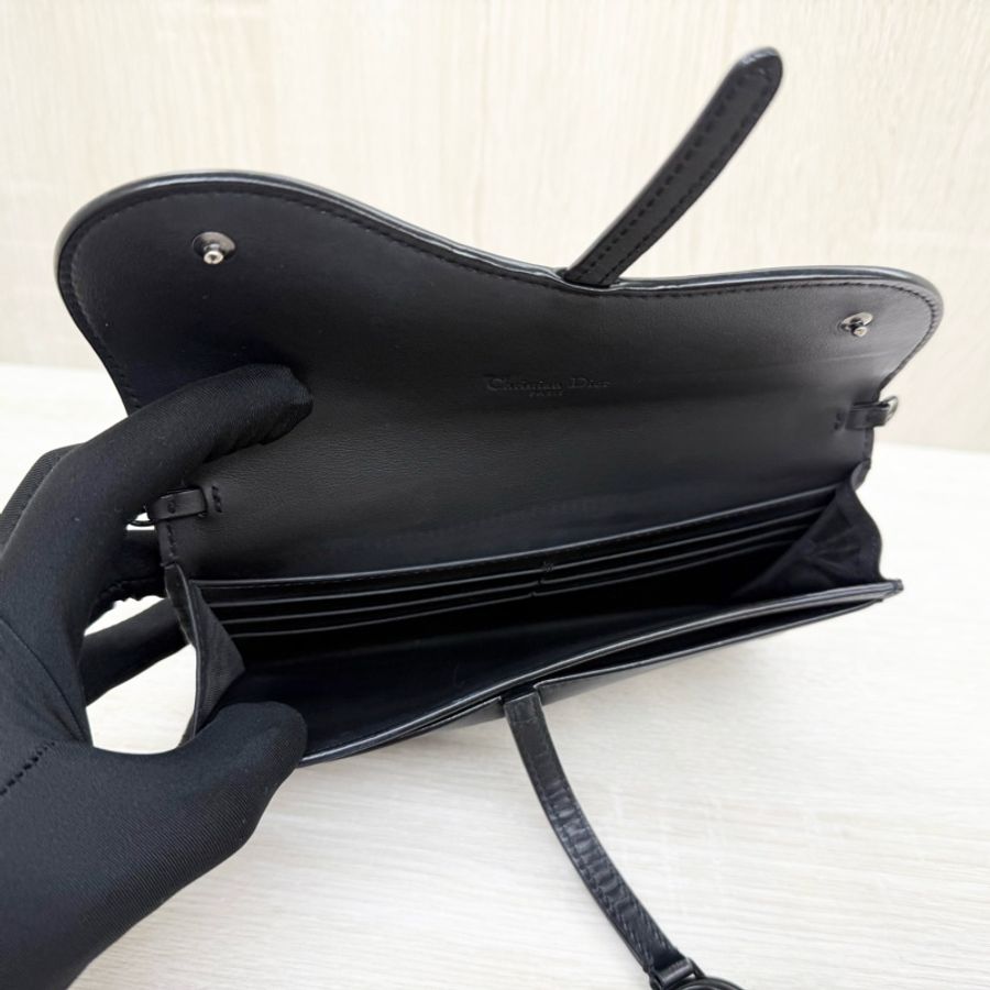 Dior黑色啞光小牛皮馬鞍SADDLE長型黑鍊woc/S5614SLLO-6