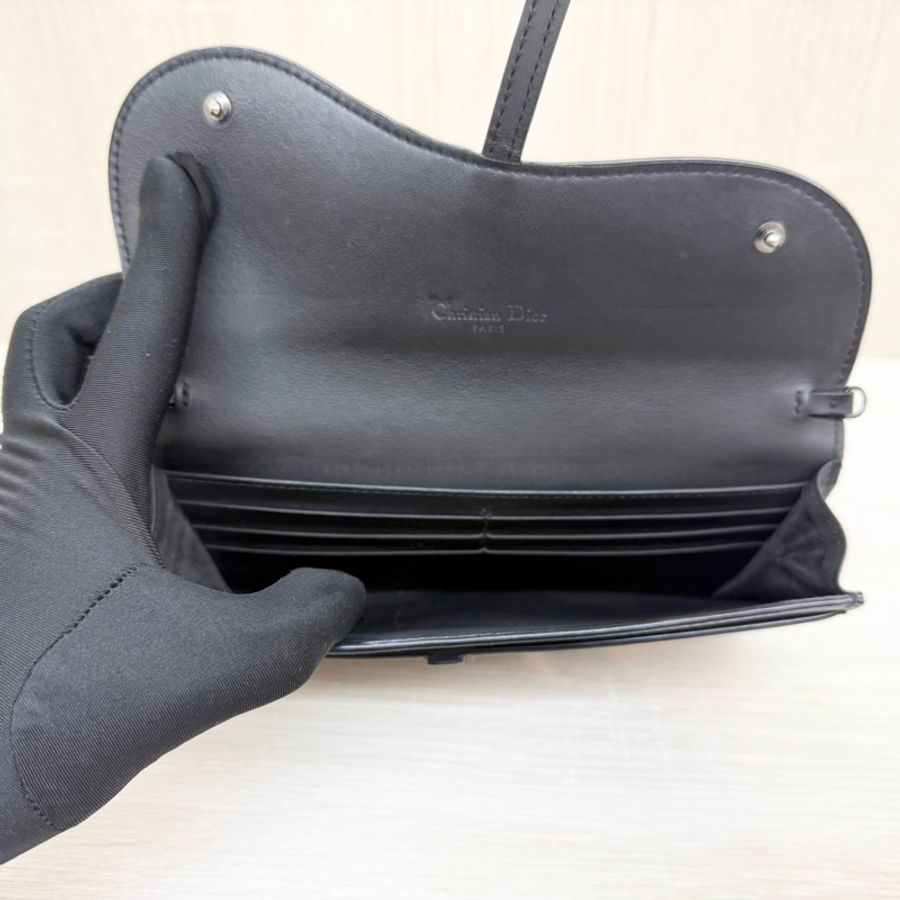 Dior黑色啞光小牛皮馬鞍SADDLE長型黑鍊woc/S5614SLLO-7