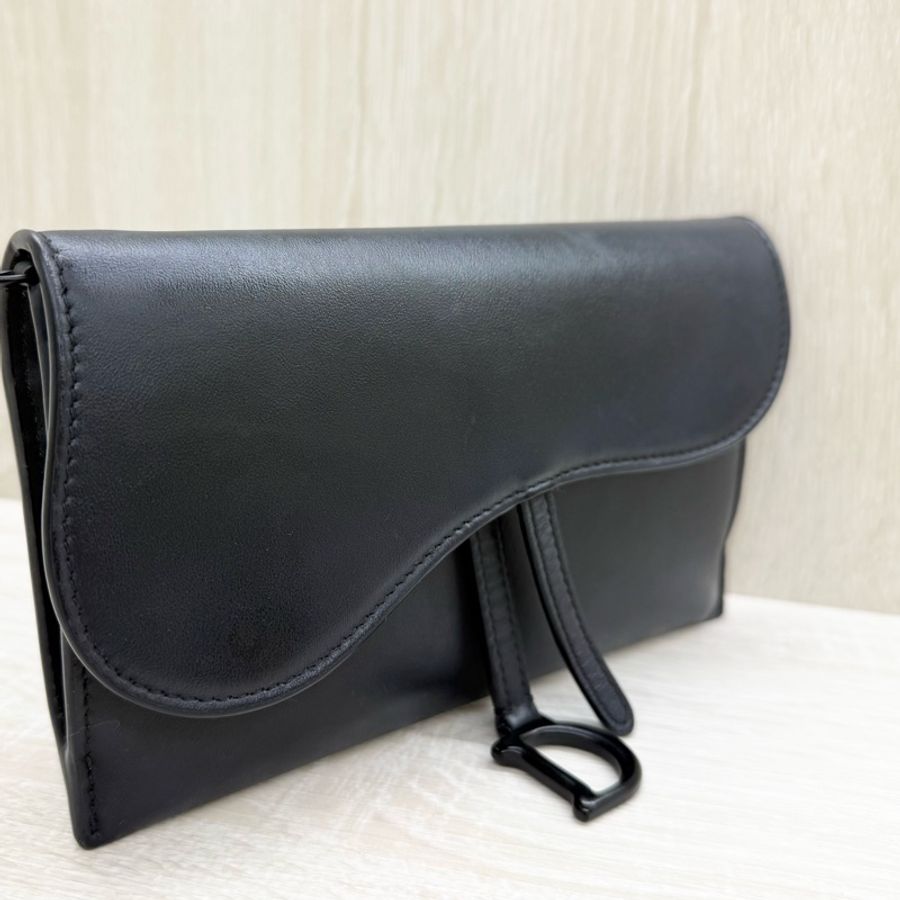 Dior黑色啞光小牛皮馬鞍SADDLE長型黑鍊woc/S5614SLLO-11