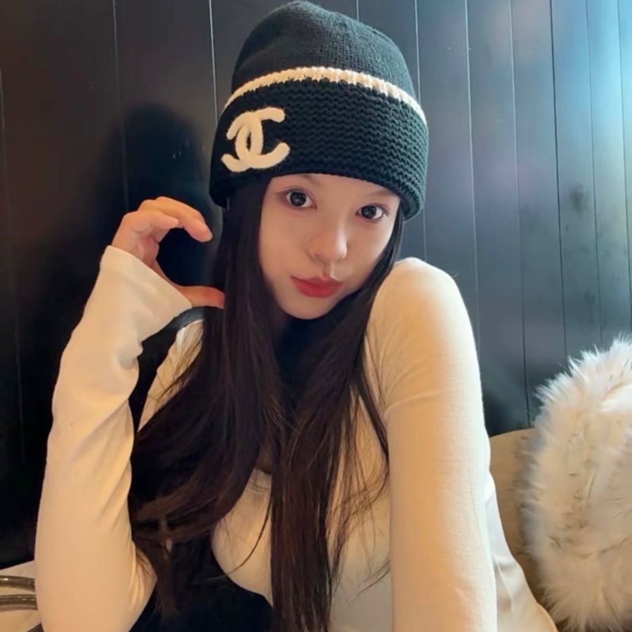 CHANEL23A 雙C針織裝飾 羊絨 絨線帽-4