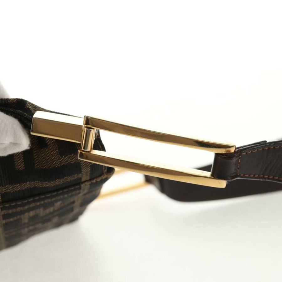 【日本直送】FENDI Zucca帆布Mamma Baguette單肩包 黑色 棕色 金色 正品 145885V-7