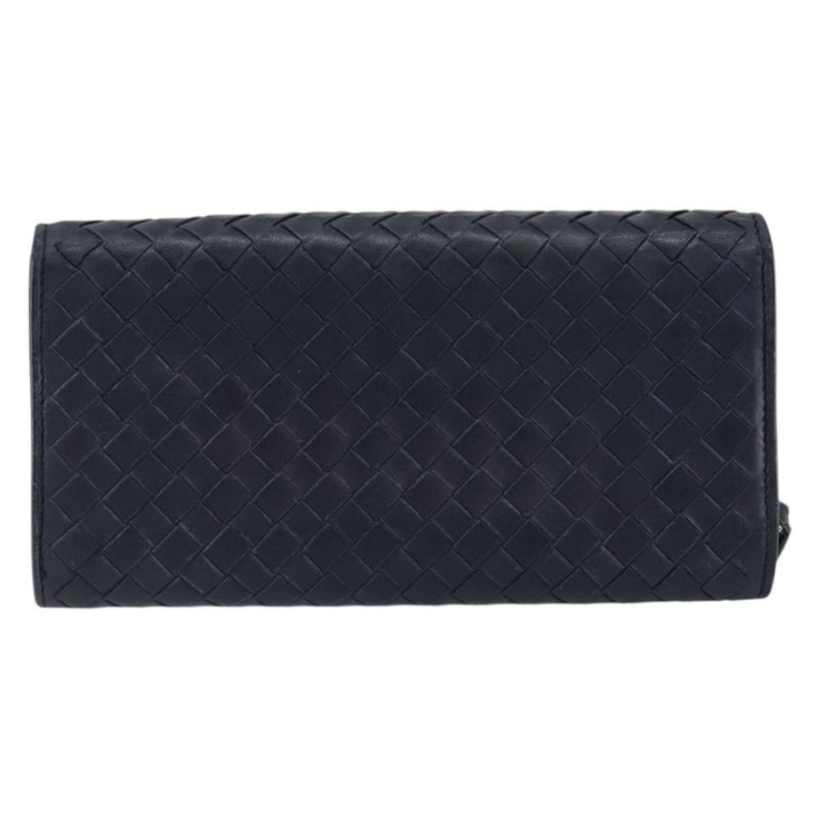 【日本直送】BOTTEGAVENETA INTRECCIATO 長版皮夾 皮革 海軍藍 Auth ki6102-1
